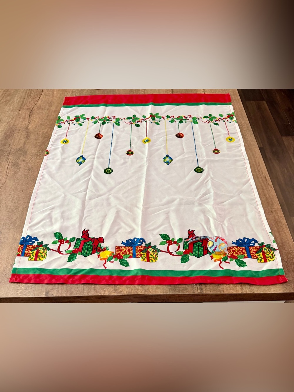 Vintage Christmas curtain panel